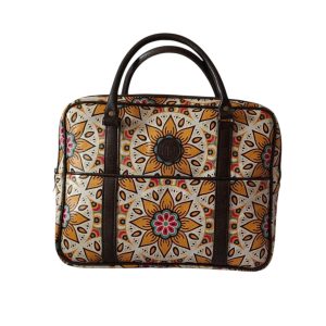 Mandela Print Leather Laptop Bag – African-Inspired Business Style