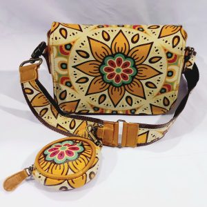 Mandela Print Leather Ladies Sling Bag – African-Inspired Everyday Elegance