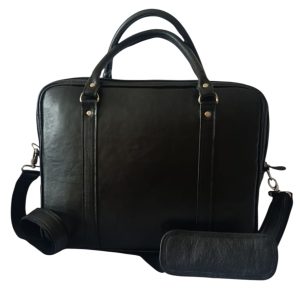 Black Leather Laptop Bag – Classic Business Style